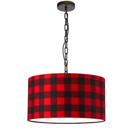 Dainolite 1Lt Braxton Medium Pendant, Pld Shade, Blk BXN-M-BK-201